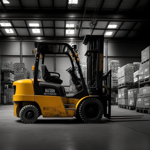 Parte práctica del curos de carretillero, alumnos realizando prácticas reales.